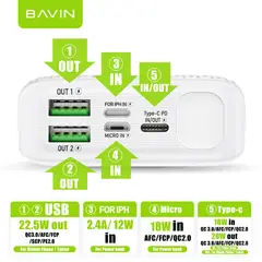 GENERICO - BAVIN PC065S 20000mAh Powerbank USB PD Fast Charge 22.5 Watts