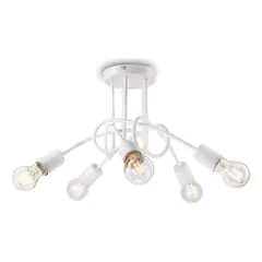HOME NEAT - Lampara techo Vintage DIY de 5 Lámparas iluminacion Blanco