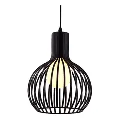 HOME NEAT - Lamparas colgantes de Jaula Metal Vintage iluminacion Negro E27 Ø20cm