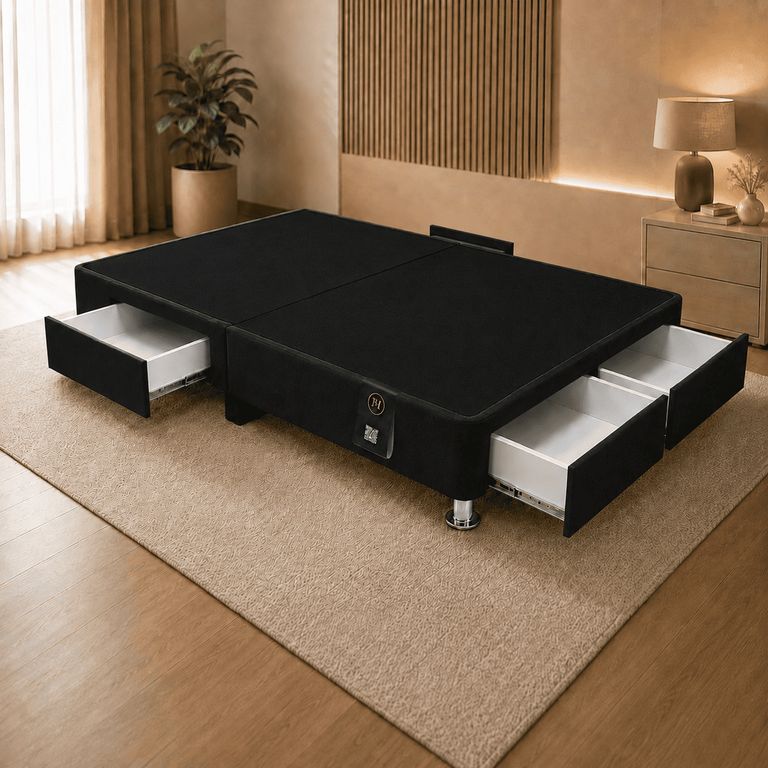 Base De Cama Wels 4 Cajones 2 Plz - Negro