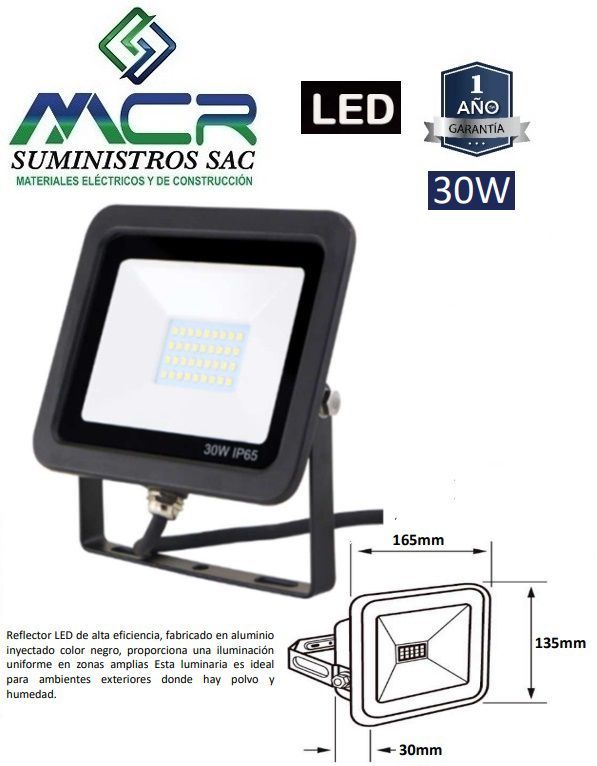 REFLECTOR LED 30W LUZ CALIDO 3000K IP65 220V
