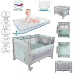 INFANTI - Cuna corral Always TOGETHER Menta +Colchón Gris