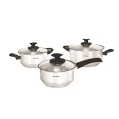 RECORD - Juego de Ollas 6 Piezas Acero Inoxidable con Tapa de Vidrio