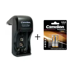GENERICO - Cargador Camelion + 2 Pilas AAA De 1000mah Recargable