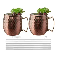 ICHIMATSU - Set x 2 Mug Moscow 500ml + Sorbetes de Acero Inoxidable martillado