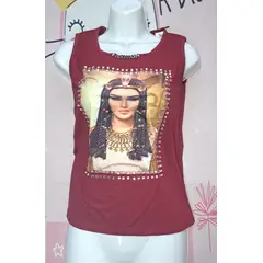 GENERICO - POLO ELEGANTE ESTAMPADO ROSTRO  CLEOPATRA  Talla SM Dealcoba