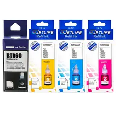 GENERICO - Pack De Tinta Para Brother Bt-d60bk Negro y Bt5001 Colores Compatible