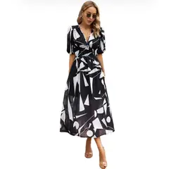 BLWOENS - Vestido Midi Mujer - Estampado En Blanco Y Negro