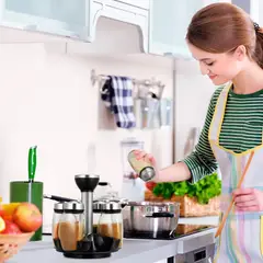 OEM - Especiero Condimentero Giratorio Acero Inoxidable 6Frascos