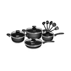 FINEZZA - Juego de Ollas Antiadherentes FZ-1658T 13 Piezas - Negro