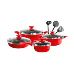 FINEZZA - Juego de Ollas Antiadherentes 11 piezas - Rojo