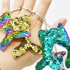 GENERICO - Llavero con Lentejuelas de Sirena Morado