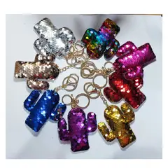 GENERICO - Llavero con Lentejuelas de Cactus Azul