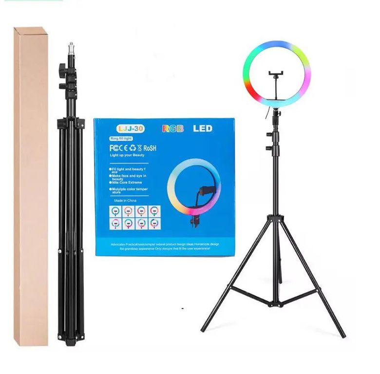 Aro anillo Luz Led RGB de 36cm + Tripode 2.10 mt para Tik Tok