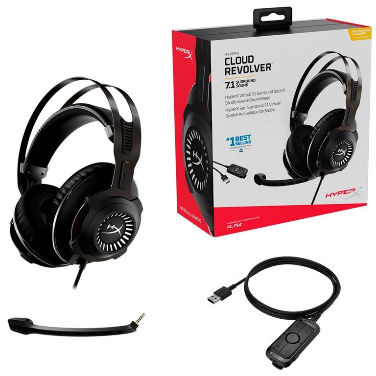 Audífono Gamer Cloud revolver 7.1 negro cancelación de ruido