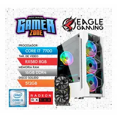 INTEL - Computadora PC GAMER Core I7 7700 + 16GB RAM + SSD 512GB + RX 580 8GB + CASE RGB