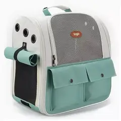 GENERICO - Mochila transportadora para perro y gato 37x25x35cm - VERDE