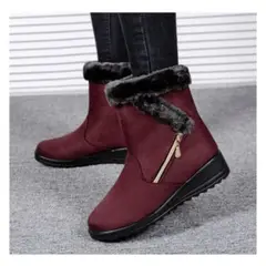 BLWOENS - Botas de nieve de invierno para mujer con forro de felpón - rojo