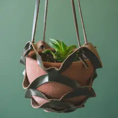 GENERICO - Porta Maceta Colgante Cuero Base 11 cm