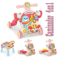 HUANGER - Caminador Moto Scooter y Mesa Musical Rosado