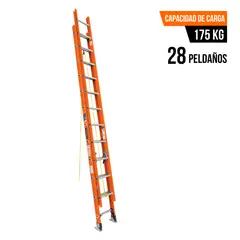 TRUPER - Escalera Telescopica 28 peldaños fibra de vidrio soporta 175kg