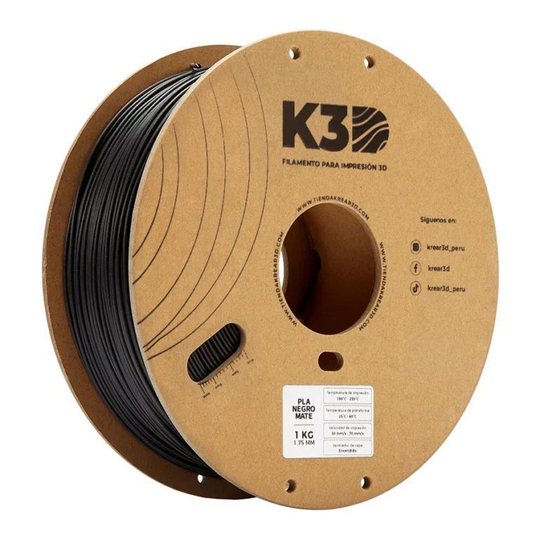 Filamento K3D PLA Negro Mate 175mm 1Kg