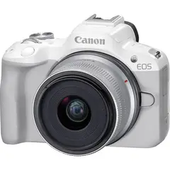 CANON - EOS R50 Cámara Kit Con 18-45mm Lente Sin Adaptador - Blanco