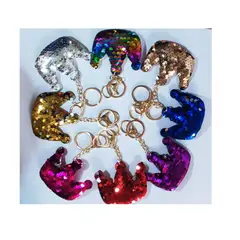 GENERICO - Llavero con Lentejuelas de Corona Fucsia