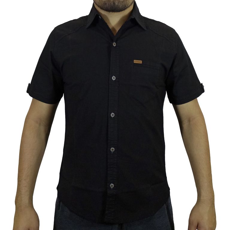 Camisa Drill Manga Corta Para Hombre - Negro.