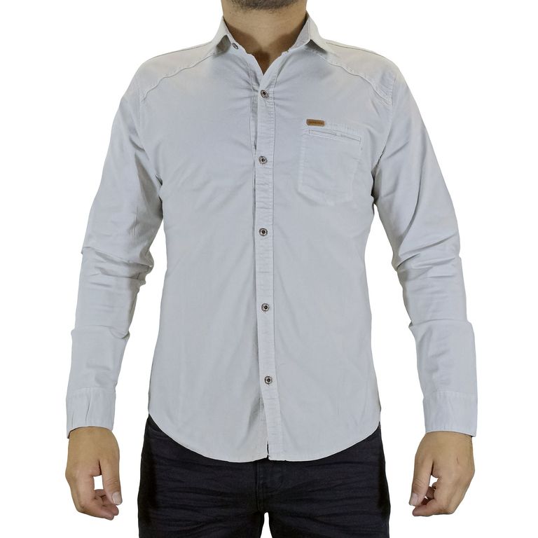 Camisa Drill Manga Larga Para Hombre - Arena.