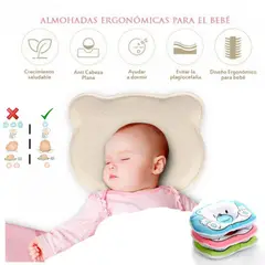 GENERICO - Almohada Anti Cabeza Plana para Bebé Cuidado del Recién Nacido rosa