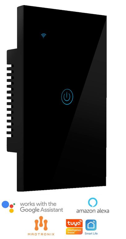 Interruptor Inteligente de Luz Simple Alexa y Google Sin Neutro Negro