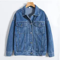 PEACE AND LOVE - Casaca Jean Oversize Mujer Estampada