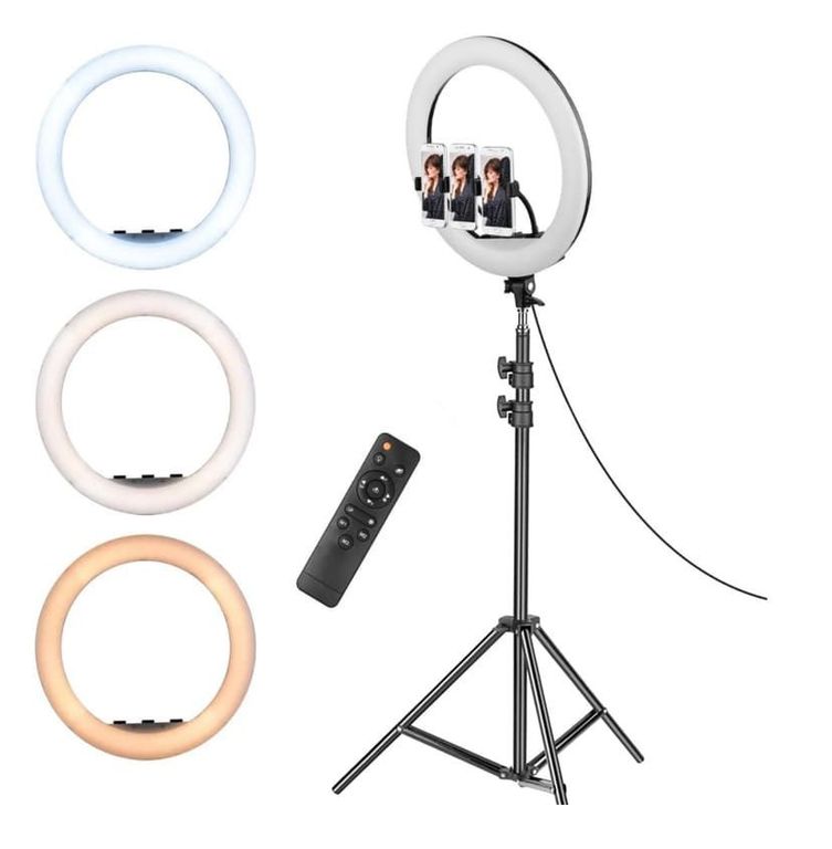 Aro Luz Led de 46 CM + Trípode + Control Remoto para 3 Celulares