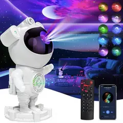 CAFINI - Lampara Proyector Astronauta De Galaxia y Nebulosa Bluetooth