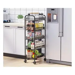 GENERICO - Estante Multiuso Carrito Organizador Hogar Cocina Dormitorio Negro 5 Niveles
