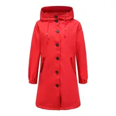BLWOENS - Chaqueta Cortavientos para mujer abrigo largo informal-Rojo