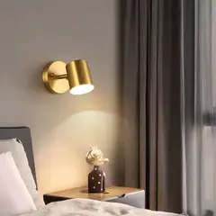 MMDH - Lámpara de pared dorada de dormitorio de lujo con luz moderna cla175A