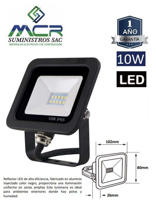 REFLECTOR LED 10W LUZ BLANCO FRIO 6500K IP65 220V