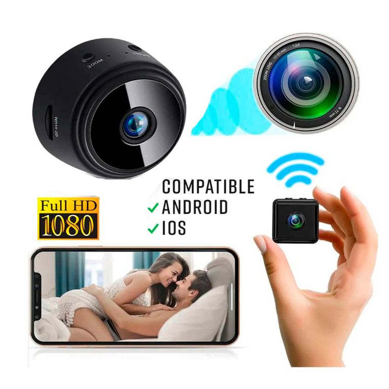 Mini Camara Seguridad HD Cámara Espía Vigilancia IP Sensor - Negro