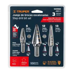 TRUPER - JGO BROCAS ESCALONADAS OX. NEGRO3PZ 100988