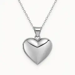 GENERICO - Collar Corazón Portafoto Relicario Acero Inoxidable Plateado Mujer