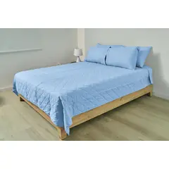 COBITEX HOME - Cubrecama Ligero King Azul Cielo Cobitex 100 Algodón