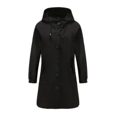 BLWOENS - Chaqueta Cortavientos para mujer abrigo largo informal-Negro
