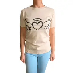 GENERICO - Polo mujer diseño corazón - Nathalie Love It - Beige