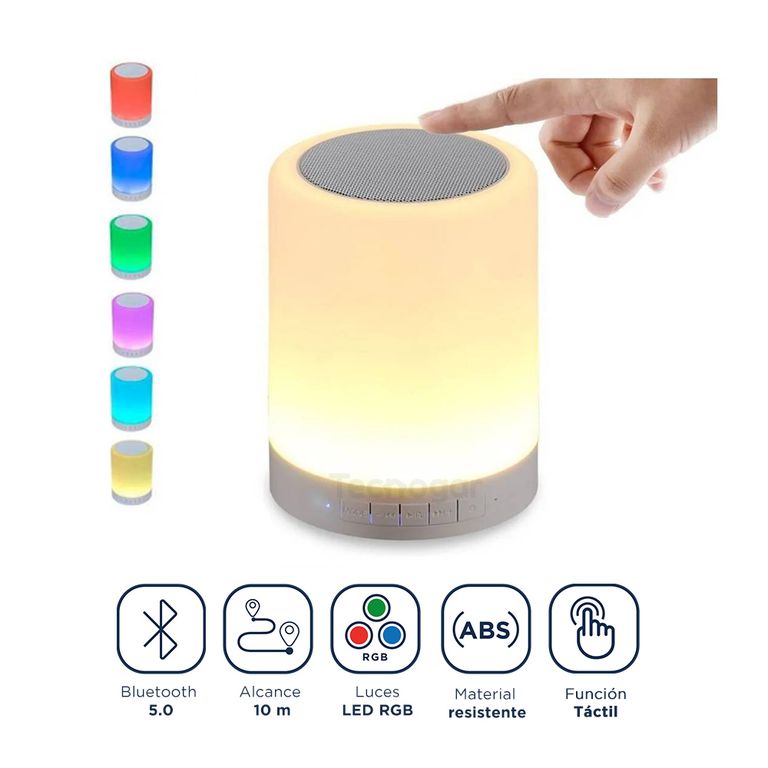 Parlante Bluetooth Touch 2 en 1 con Luces LED Multicolor con Carga USB