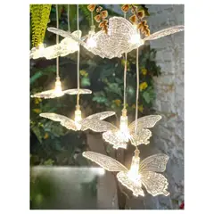FLORIPA - Colgante De 8 Mariposas Con Luces Led Blanco Cálido Cv927Col