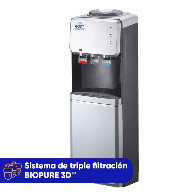 Purificador Dispensador Pedestal 3 etapas Edén Onyx Plateado