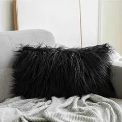 GENERICO - Funda de almohada peluche ANGORA 50cmx90cm Negro