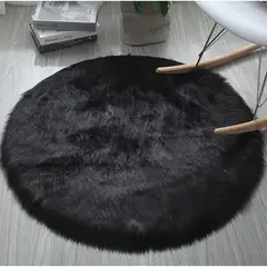 GENERICO - ALFOMBRA ACOLCHADA DE PELUCHE ANGORA CIRCULAR 100mx100m Negro
